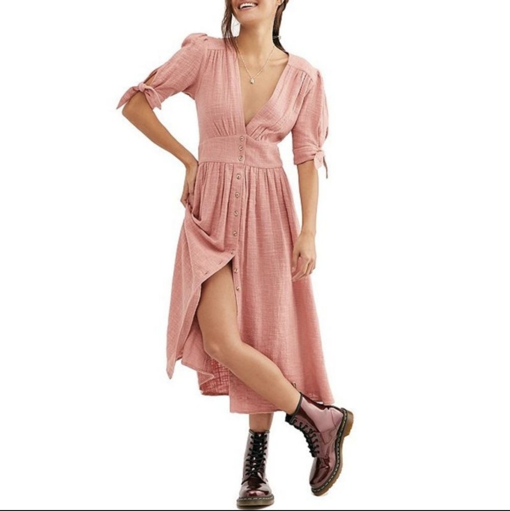 Free People L Love Of My Life Midi Dress Pink